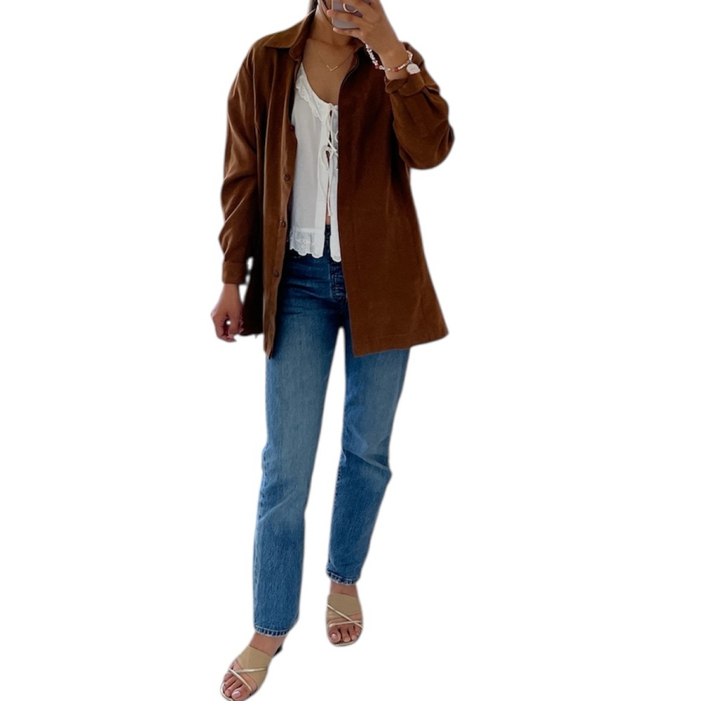 Cotton Ginny Faux Suede Button Down Shirt